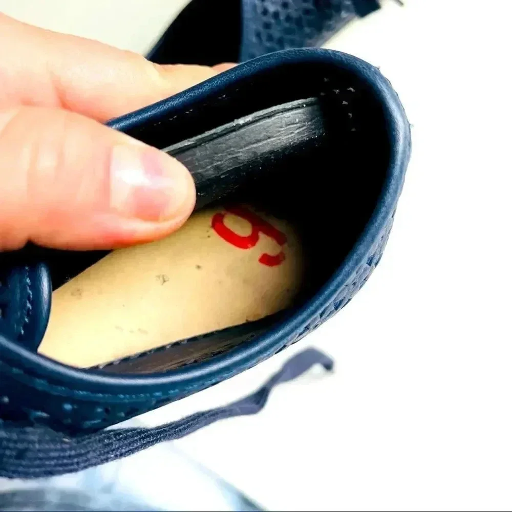 Tory Burch Navy Floral Perforated Leather/Suede Sneakers